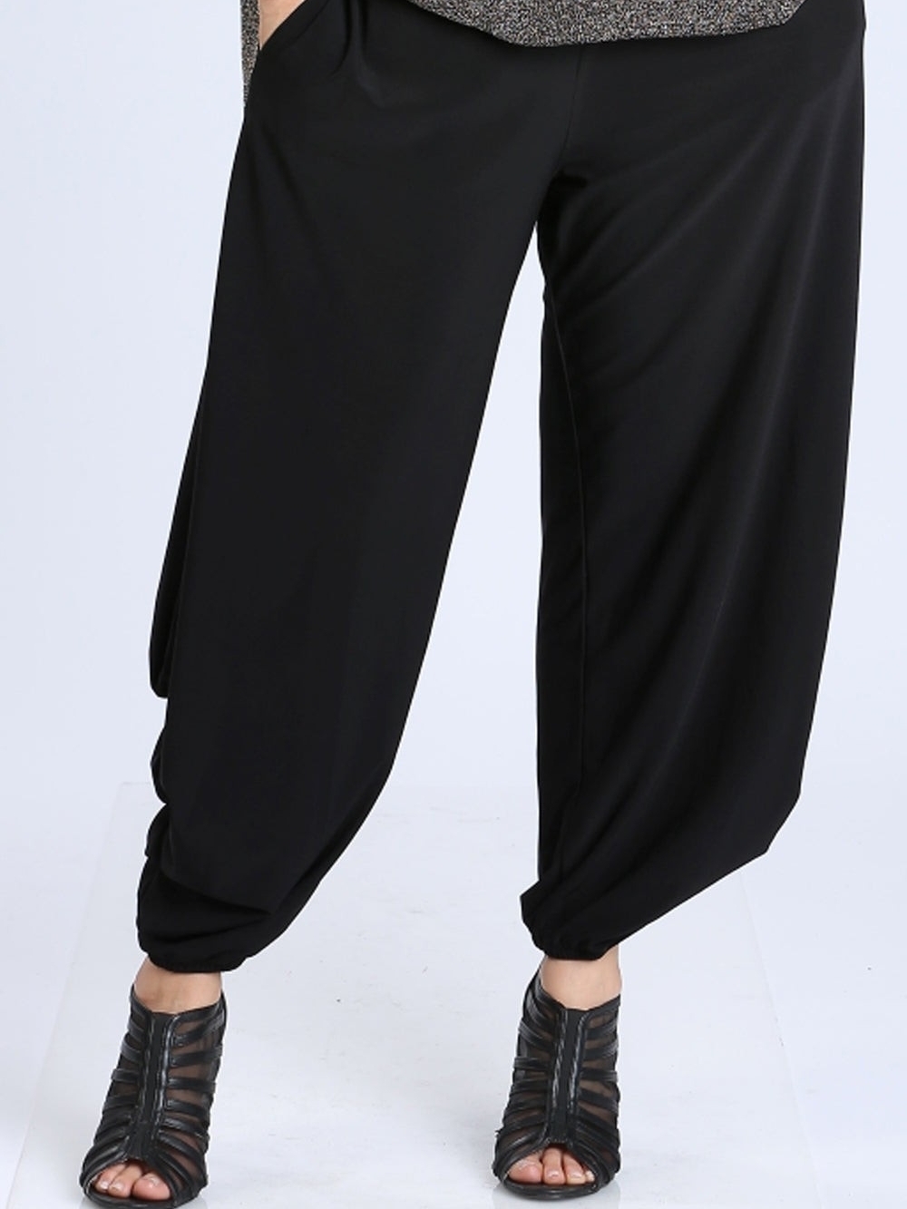 IC By Connie K Side Pleats Detailed Wide Leg Harem Pants Black Women's Size S
